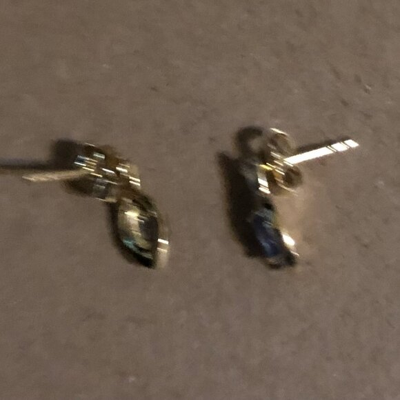 14k pl tanzanite earrings over sterling silver unbranded, small, pierced - Picture 2 of 4